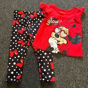 Disney Minnie Mouse Glow Girl Red and Black Pajama Set